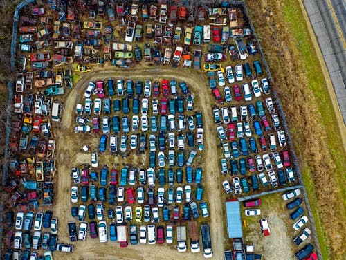 Scrapyard with old cars