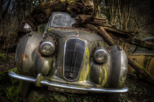 old car in the woods